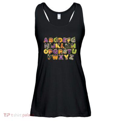 Funny Creepy Spooky Alphabet Letters Ladies Essential Flowy Tank