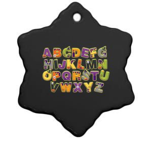 Funny Creepy Spooky Alphabet Letters Ceramic Star Ornament