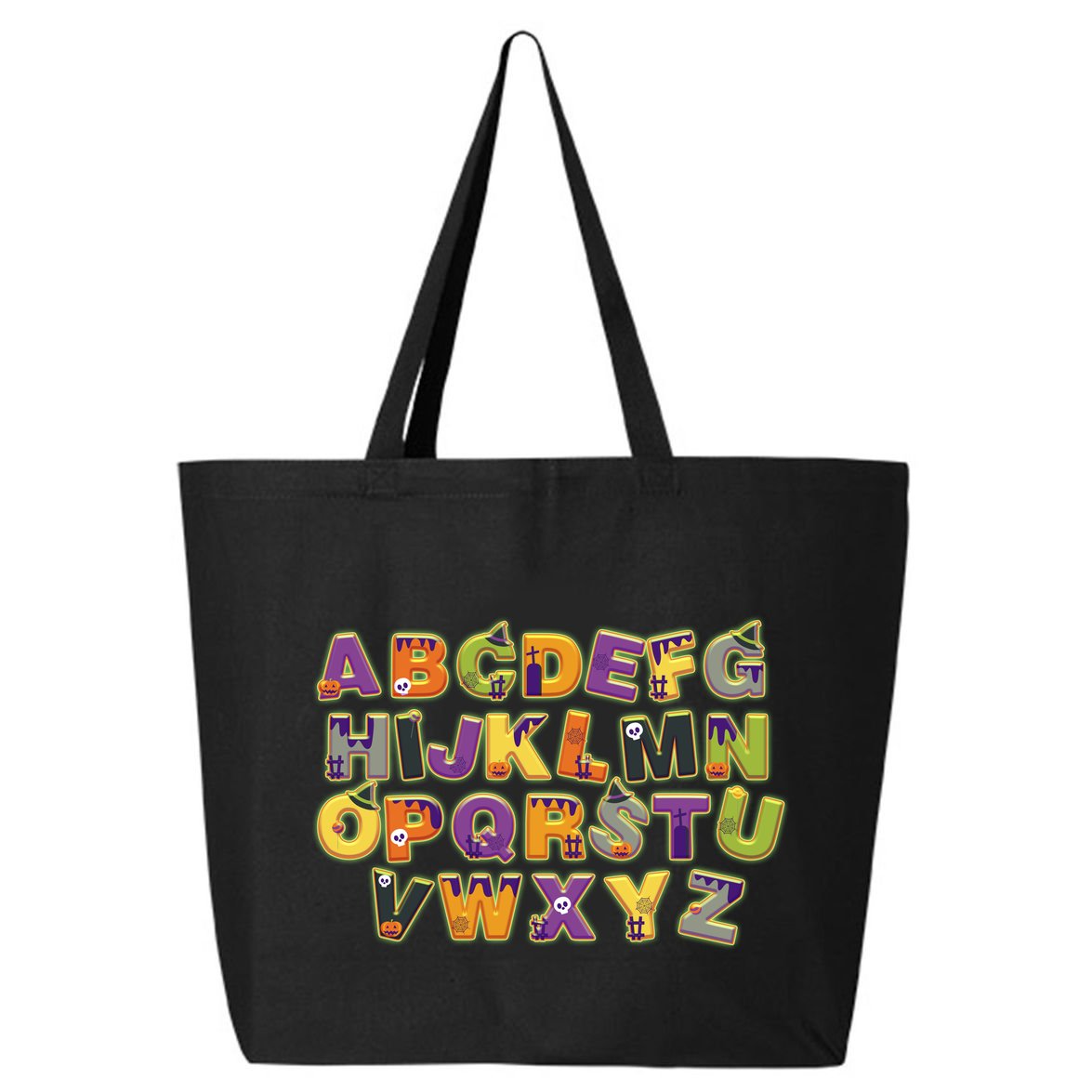 Funny Creepy Spooky Alphabet Letters 25L Jumbo Tote