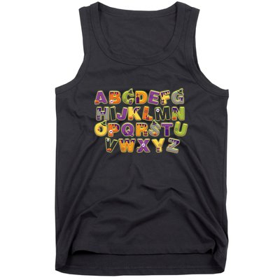 Funny Creepy Spooky Alphabet Letters Tank Top