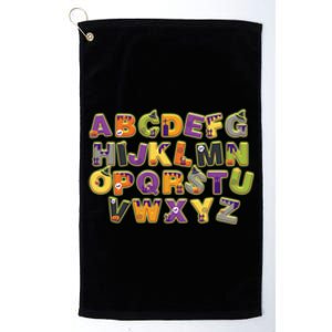 Funny Creepy Spooky Alphabet Letters Platinum Collection Golf Towel