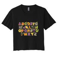 Funny Creepy Spooky Alphabet Letters Women's Crop Top Tee