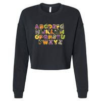 Funny Creepy Spooky Alphabet Letters Cropped Pullover Crew