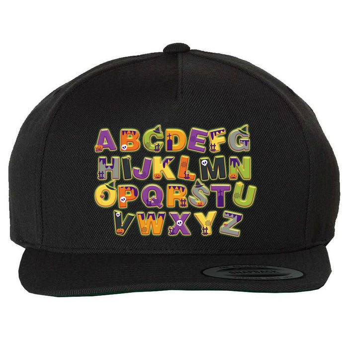 Funny Creepy Spooky Alphabet Letters Wool Snapback Cap