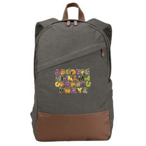 Funny Creepy Spooky Alphabet Letters Cotton Canvas Backpack