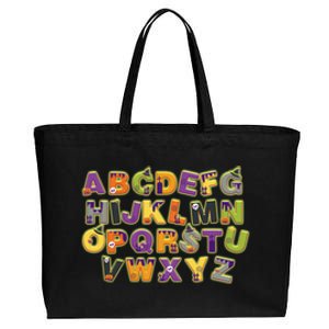 Funny Creepy Spooky Alphabet Letters Cotton Canvas Jumbo Tote