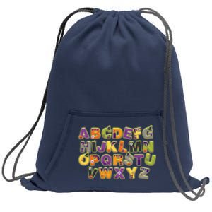 Funny Creepy Spooky Alphabet Letters Sweatshirt Cinch Pack Bag