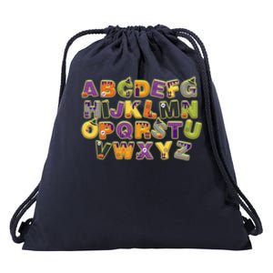 Funny Creepy Spooky Alphabet Letters Drawstring Bag