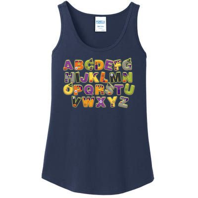 Funny Creepy Spooky Alphabet Letters Ladies Essential Tank