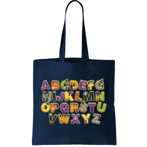 Funny Creepy Spooky Alphabet Letters Tote Bag