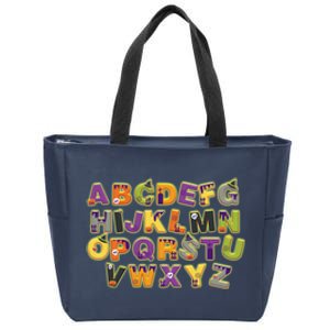 Funny Creepy Spooky Alphabet Letters Zip Tote Bag