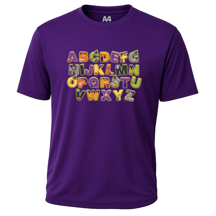 Funny Creepy Spooky Alphabet Letters Cooling Performance Crew T-Shirt