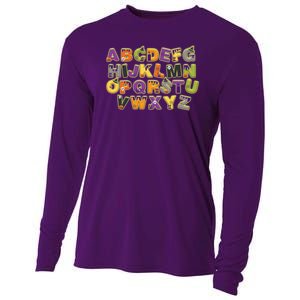 Funny Creepy Spooky Alphabet Letters Cooling Performance Long Sleeve Crew