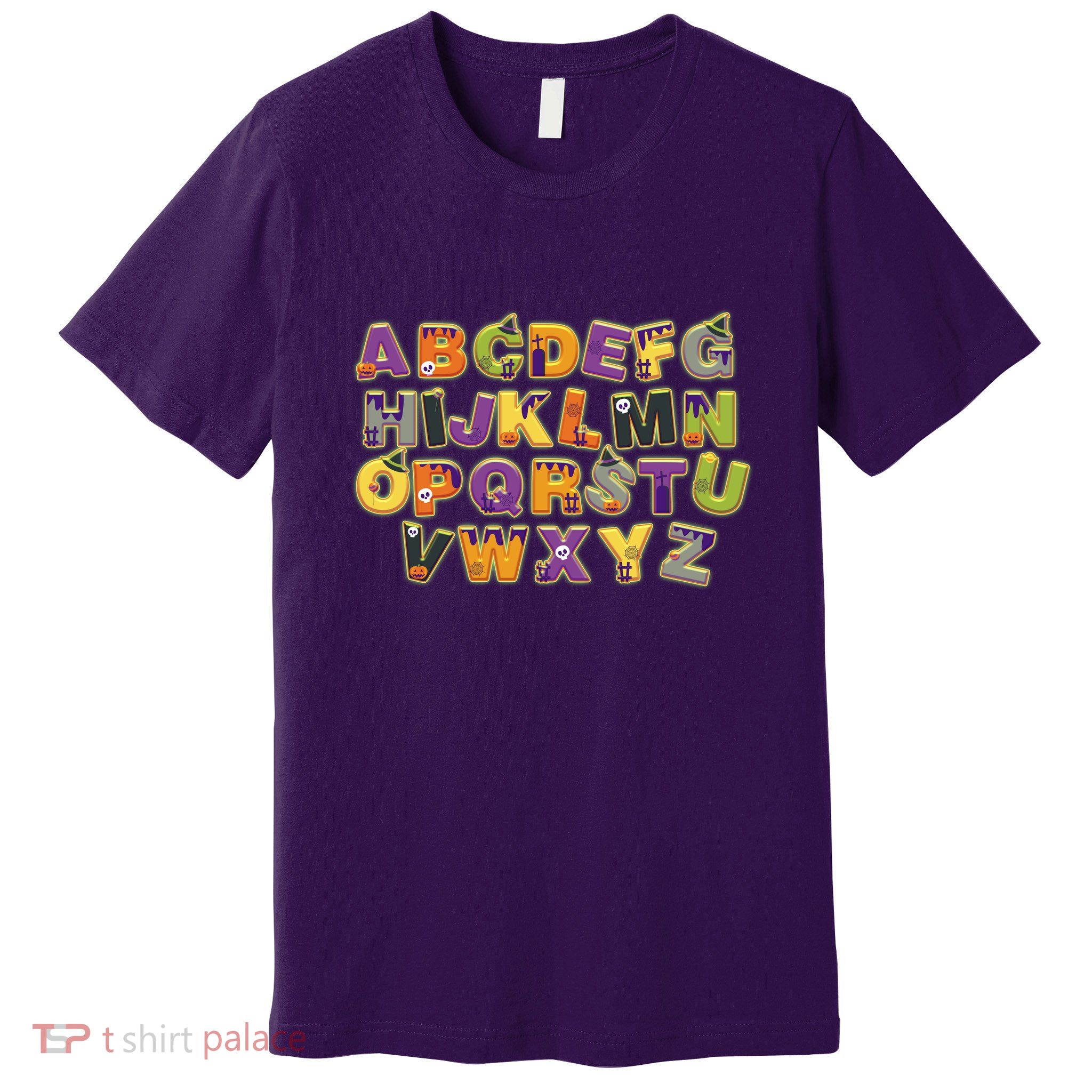 Funny Creepy Spooky Alphabet Letters Premium T-Shirt