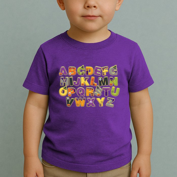 Funny Creepy Spooky Alphabet Letters Toddler T-Shirt