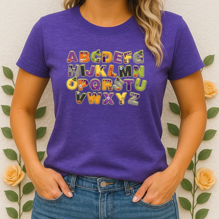 Funny Creepy Spooky Alphabet Letters Womens T-Shirt