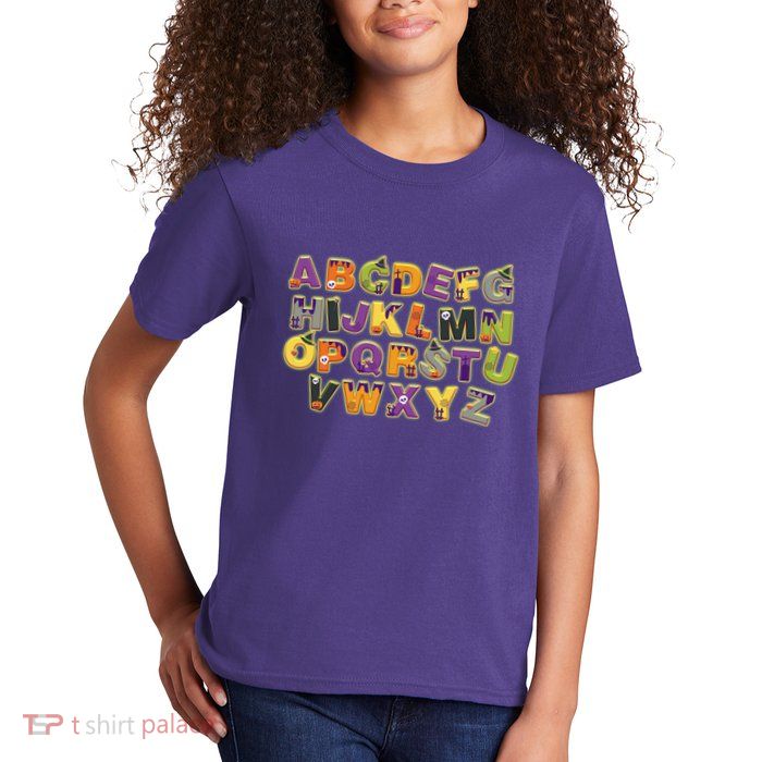 Funny Creepy Spooky Alphabet Letters Kids T-Shirt