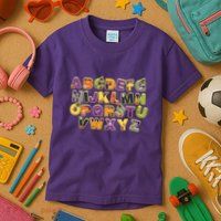 Funny Creepy Spooky Alphabet Letters Kids T-Shirt