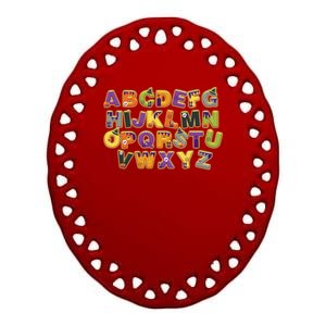 Funny Creepy Spooky Alphabet Letters Ceramic Oval Ornament