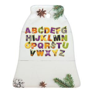 Funny Creepy Spooky Alphabet Letters Ceramic Bell Ornament