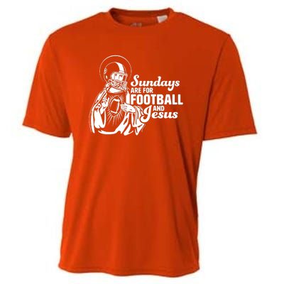 Funny Christian Sundays Are For Football And Jesus Cooling Performance Crew T-Shirt