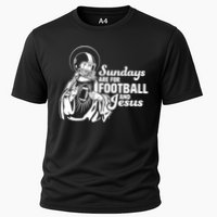 Funny Christian Sundays Are For Football And Jesus Cooling Performance Crew T-Shirt
