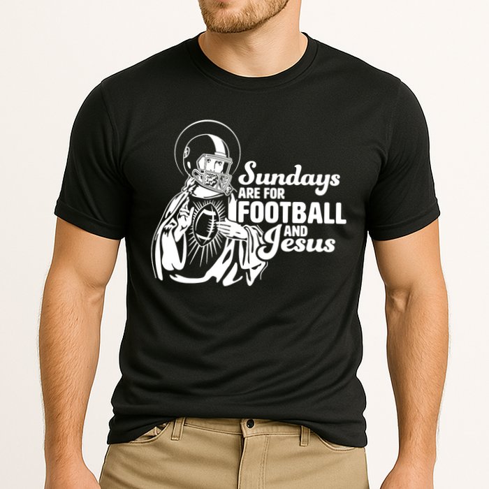 Funny Christian Sundays Are For Football And Jesus Cooling Performance Crew T-Shirt