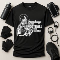 Funny Christian Sundays Are For Football And Jesus Cooling Performance Crew T-Shirt
