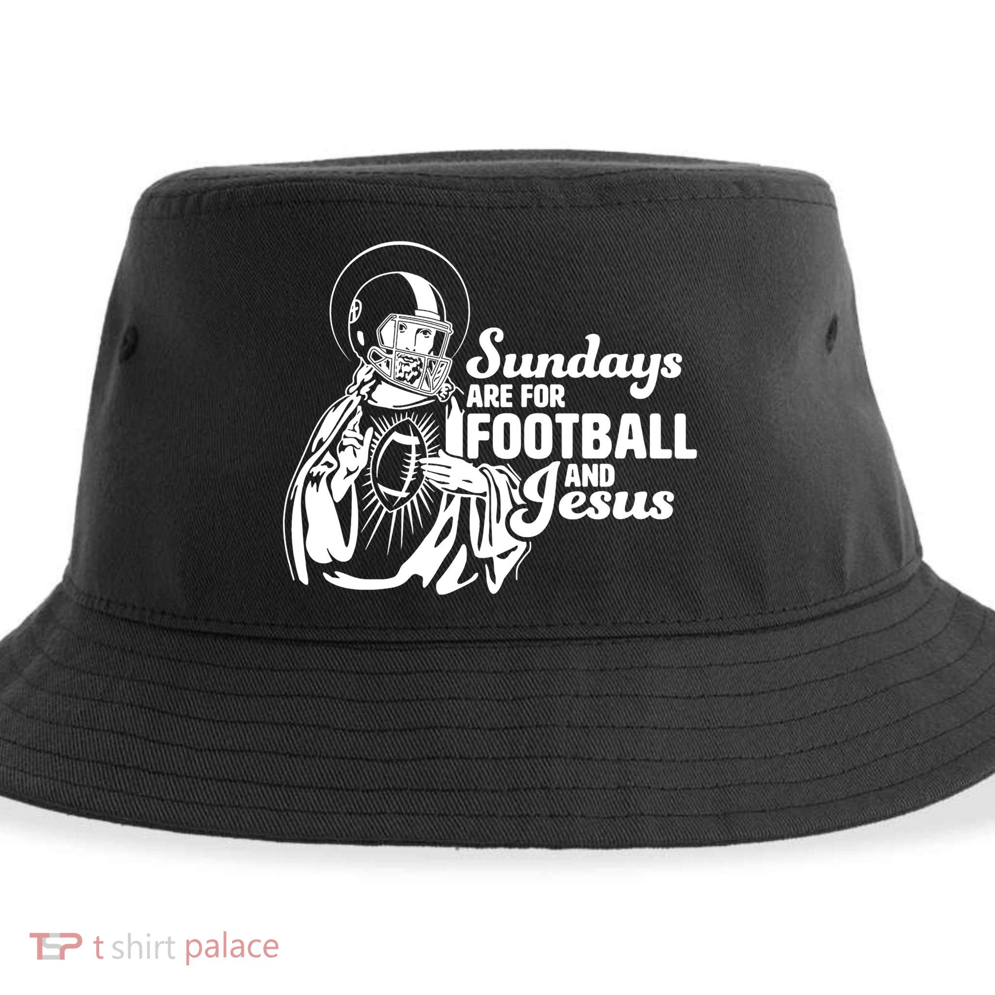 Funny Christian Sundays Are For Football And Jesus Sustainable Bucket Hat