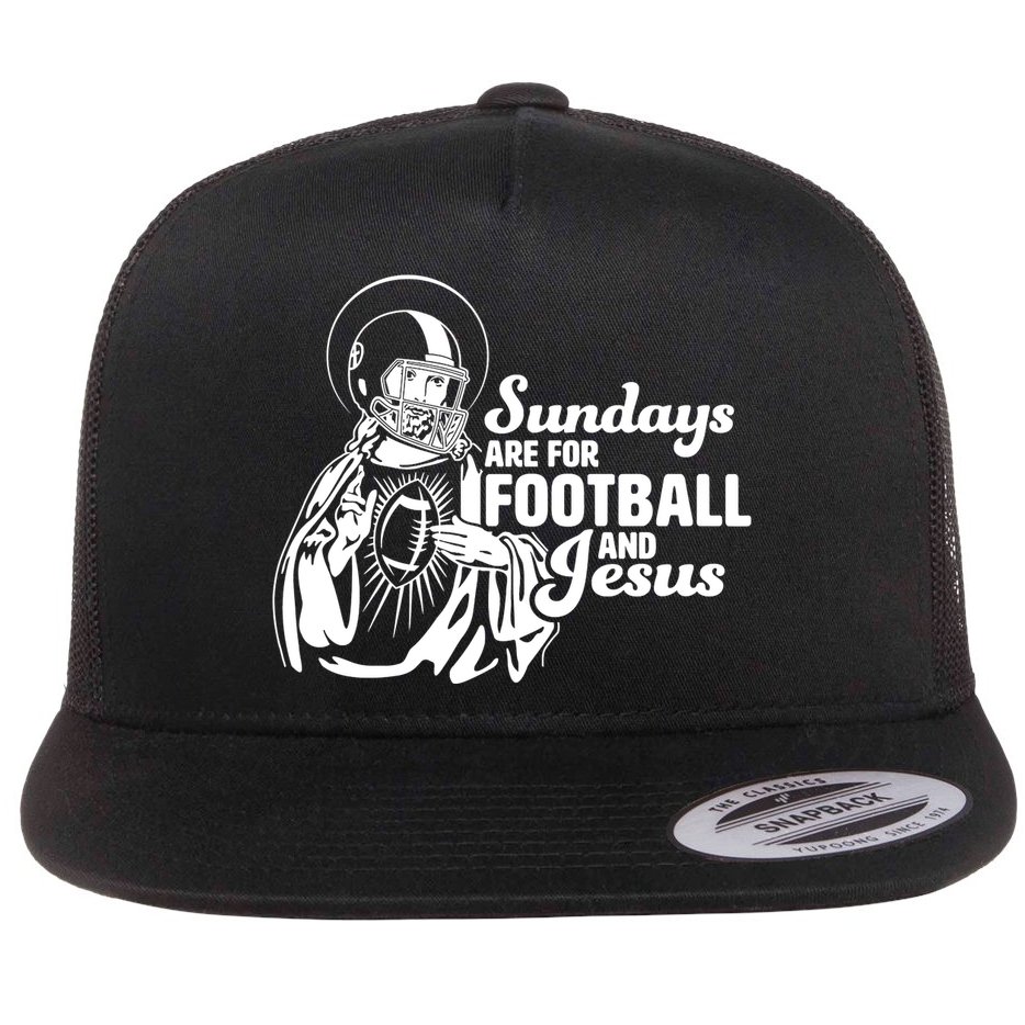 Funny Christian Sundays Are For Football And Jesus Flat Bill Trucker Hat