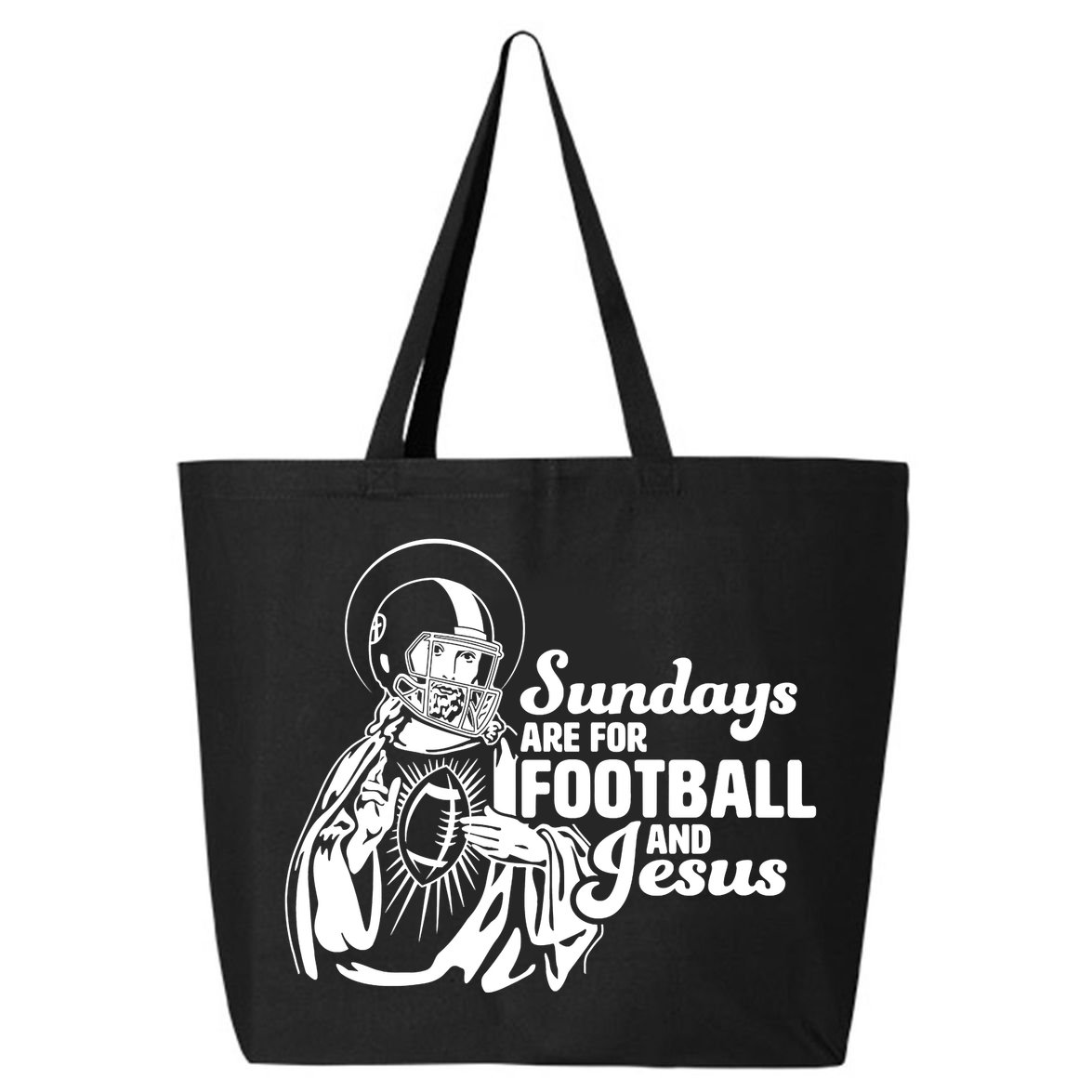 Funny Christian Sundays Are For Football And Jesus 25L Jumbo Tote