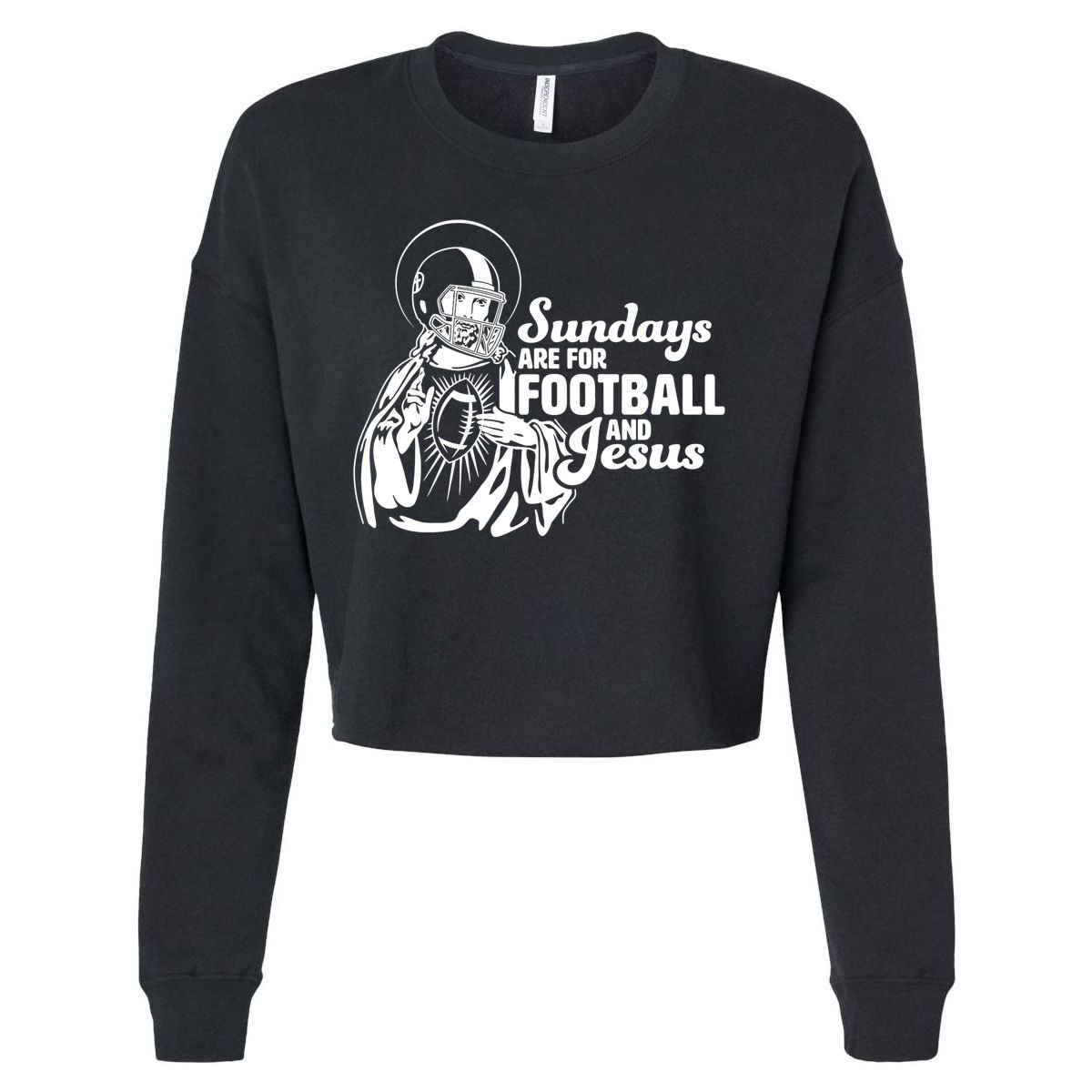 Funny Christian Sundays Are For Football And Jesus Cropped Pullover Crew