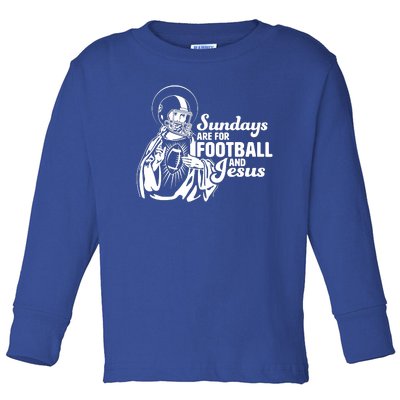 Funny Christian Sundays Are For Football And Jesus Toddler Long Sleeve Shirt