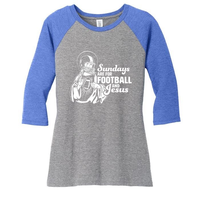 Funny Christian Sundays Are For Football And Jesus Women's Tri-Blend 3/4-Sleeve Raglan Shirt