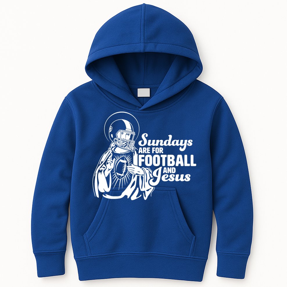 Funny Christian Sundays Are For Football And Jesus Kids Hoodie
