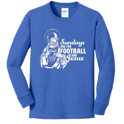 Funny Christian Sundays Are For Football And Jesus Kids Long Sleeve Shirt