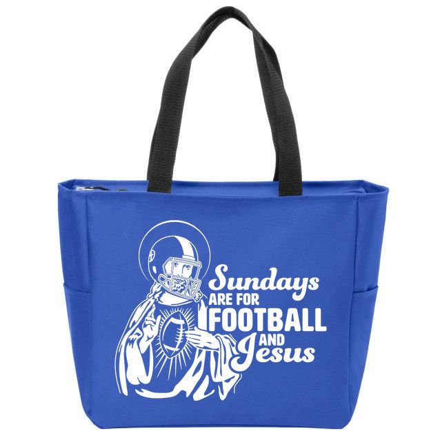 Funny Christian Sundays Are For Football And Jesus Zip Tote Bag