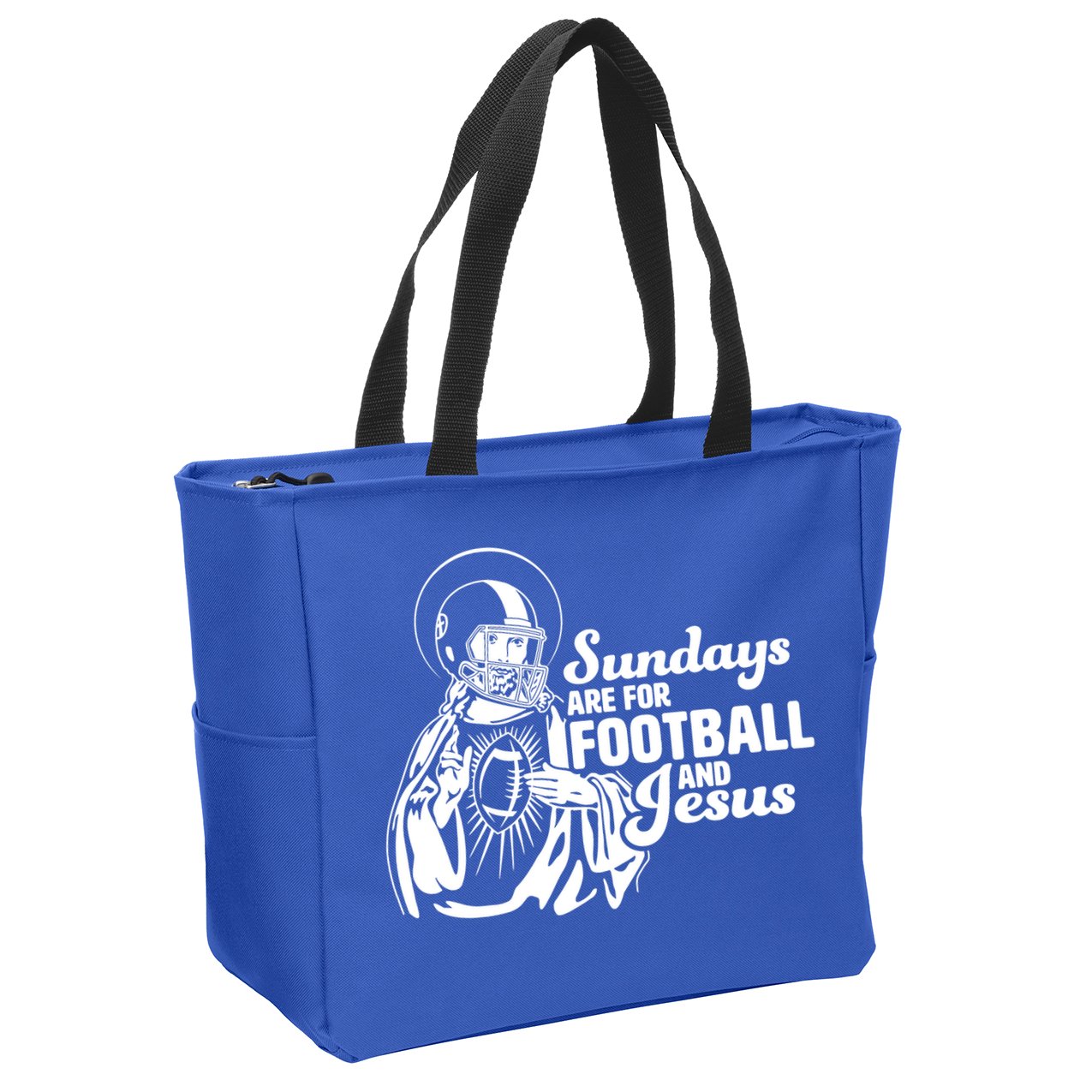 Funny Christian Sundays Are For Football And Jesus Zip Tote Bag