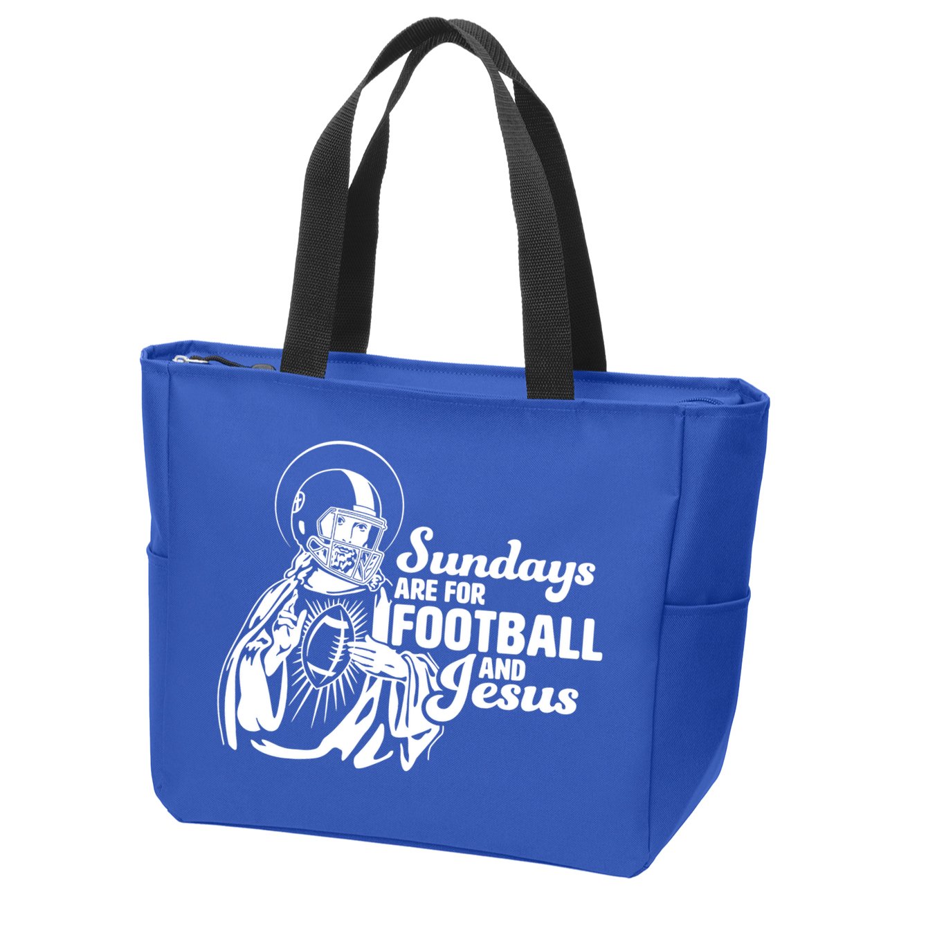 Funny Christian Sundays Are For Football And Jesus Zip Tote Bag