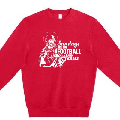 Funny Christian Sundays Are For Football And Jesus Premium Crewneck Sweatshirt