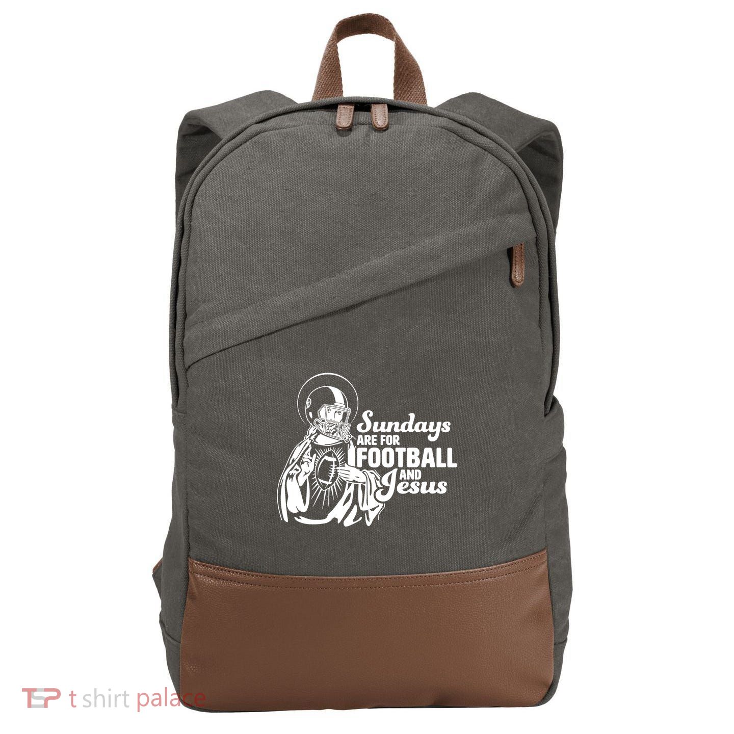 Funny Christian Sundays Are For Football And Jesus Cotton Canvas Backpack