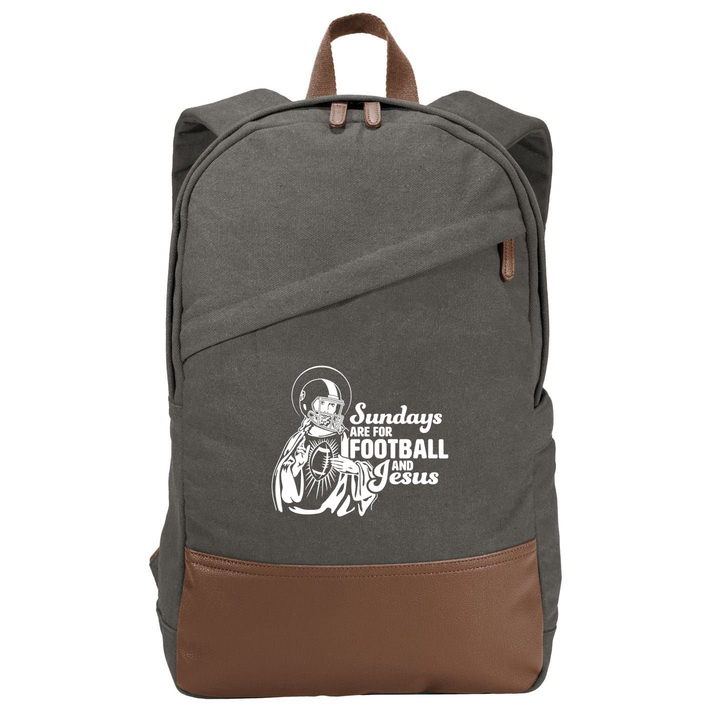 Funny Christian Sundays Are For Football And Jesus Cotton Canvas Backpack