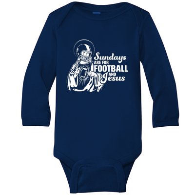 Funny Christian Sundays Are For Football And Jesus Baby Long Sleeve Bodysuit