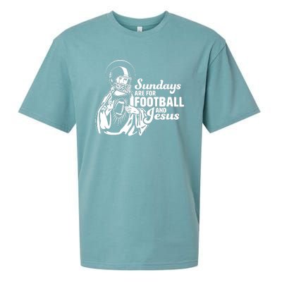 Funny Christian Sundays Are For Football And Jesus Sueded Cloud Jersey T-Shirt