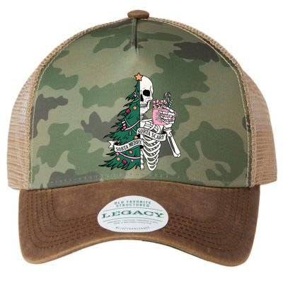 Funny Christmas Sorta Merry Sorta Scary Skeleton Xmas Tree Legacy Tie Dye Trucker Hat