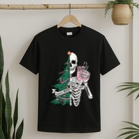 Funny Christmas Sorta Merry Sorta Scary Skeleton Xmas Tree T-Shirt