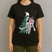 Funny Christmas Sorta Merry Sorta Scary Skeleton Xmas Tree T-Shirt