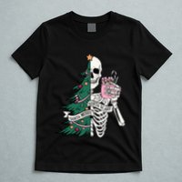 Funny Christmas Sorta Merry Sorta Scary Skeleton Xmas Tree T-Shirt