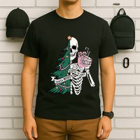 Funny Christmas Sorta Merry Sorta Scary Skeleton Xmas Tree T-Shirt
