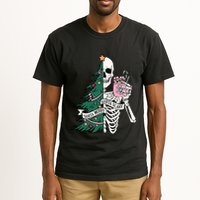 Funny Christmas Sorta Merry Sorta Scary Skeleton Xmas Tree Tall T-Shirt